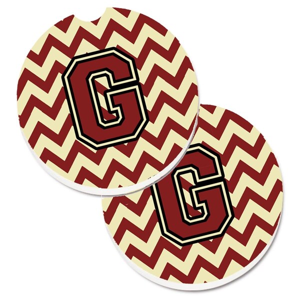 Carolines Treasures Letter G Chevron Maroon and Gold Cup Holder Car Coaster, PK2 CJ1061-GCARC - main